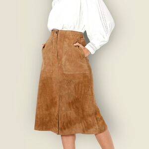 Suede A-Line Midi Skirt Per Una M&S NWT